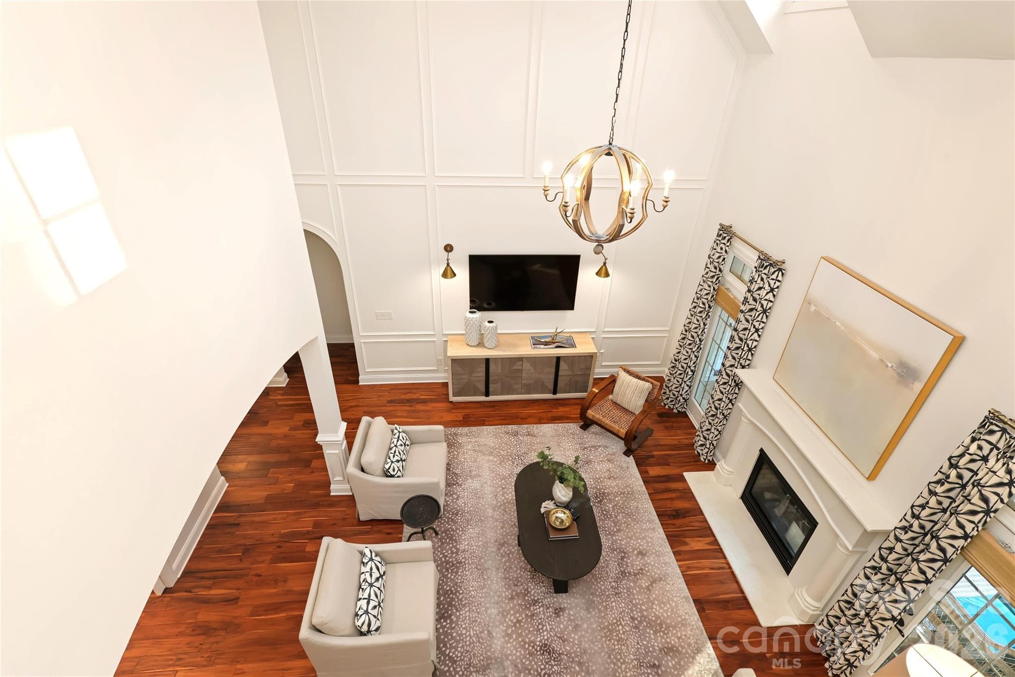 View from the upstairs looking down on the Living Room - 4934 Spalding Place, Charlotte