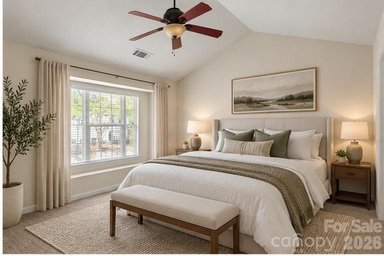 Primary bedroom virtually staged - 4717 Grier Farm Lane, Charlotte