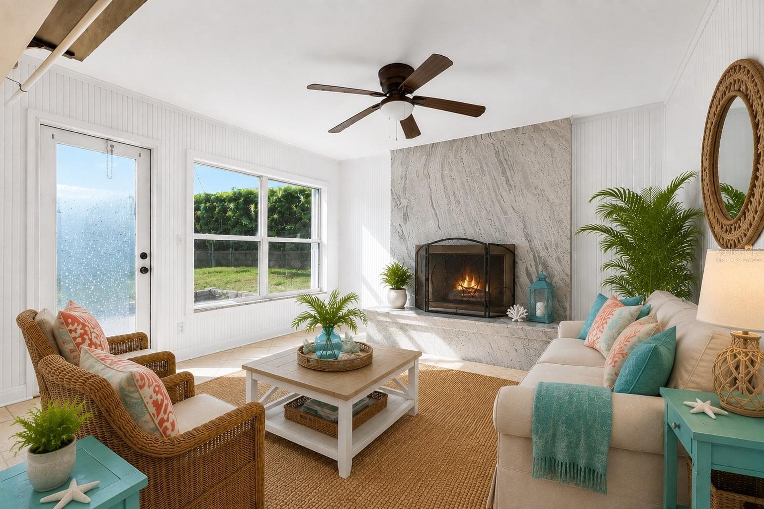 Virtually staged family room - 22 PLAZA DR, ORMOND BEACH