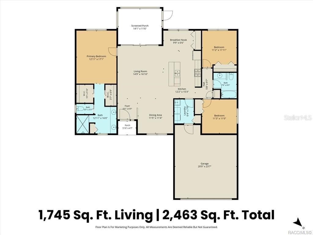 Floor Plan... 3BD/2BA w/ 2 Car Garage - 2651 E MAIDSTONE CT, HERNANDO