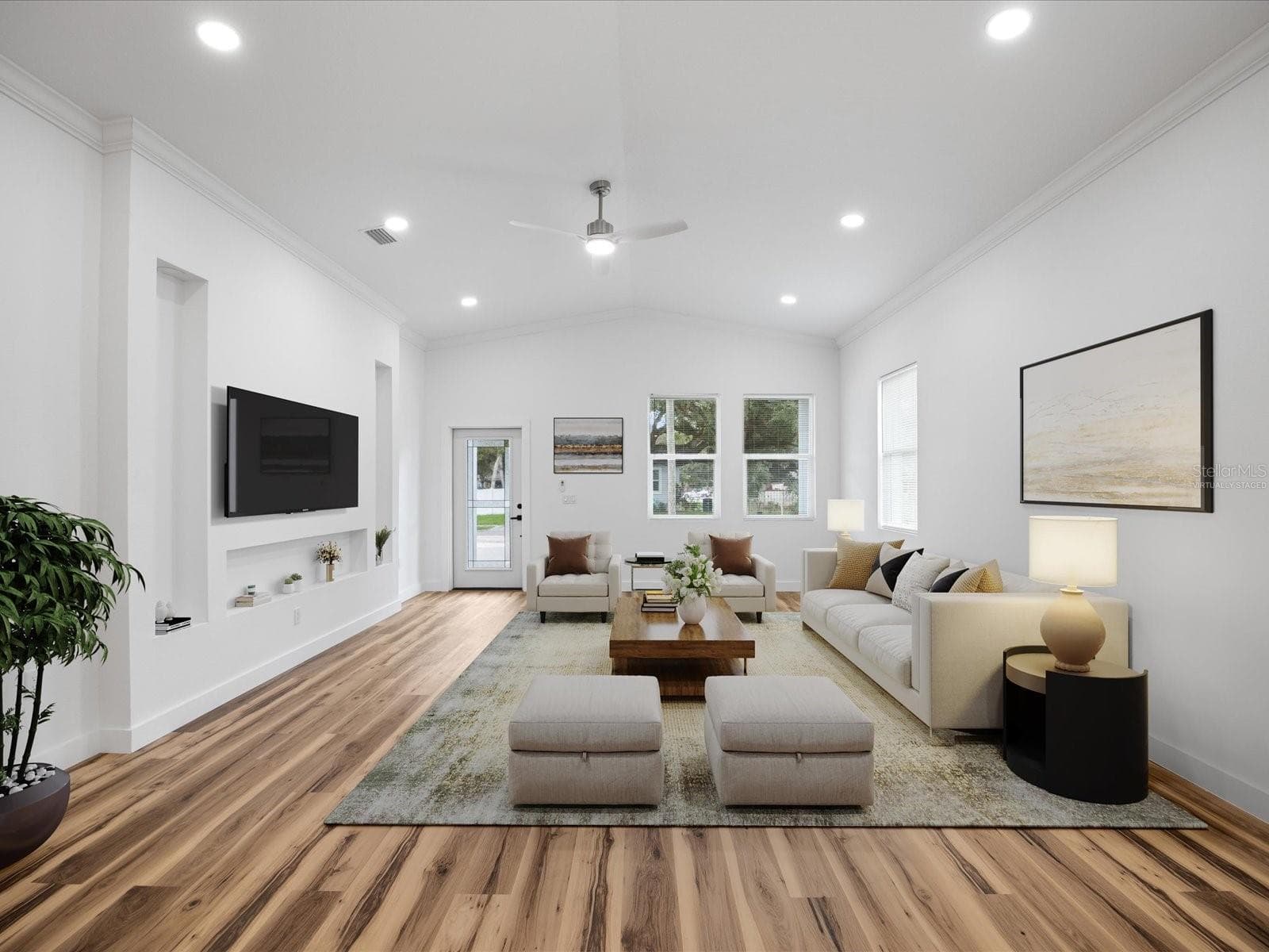 Virtually staged living room - 611 ELM ST, SAFETY HARBOR