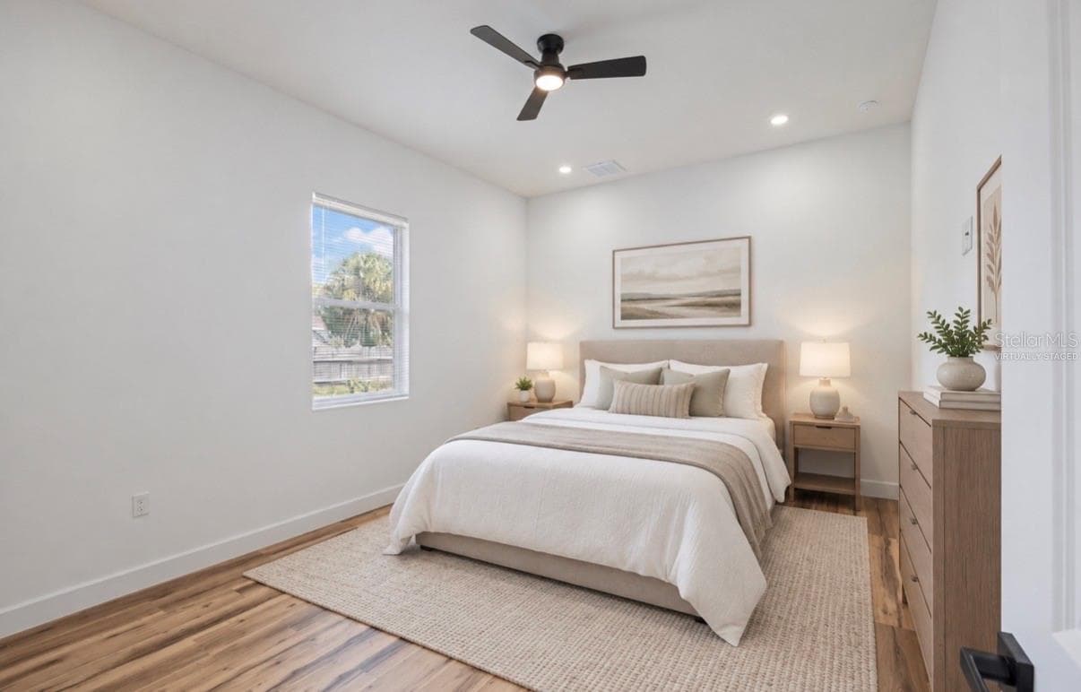 Virtually staged bedroom 3 - 611 ELM ST, SAFETY HARBOR