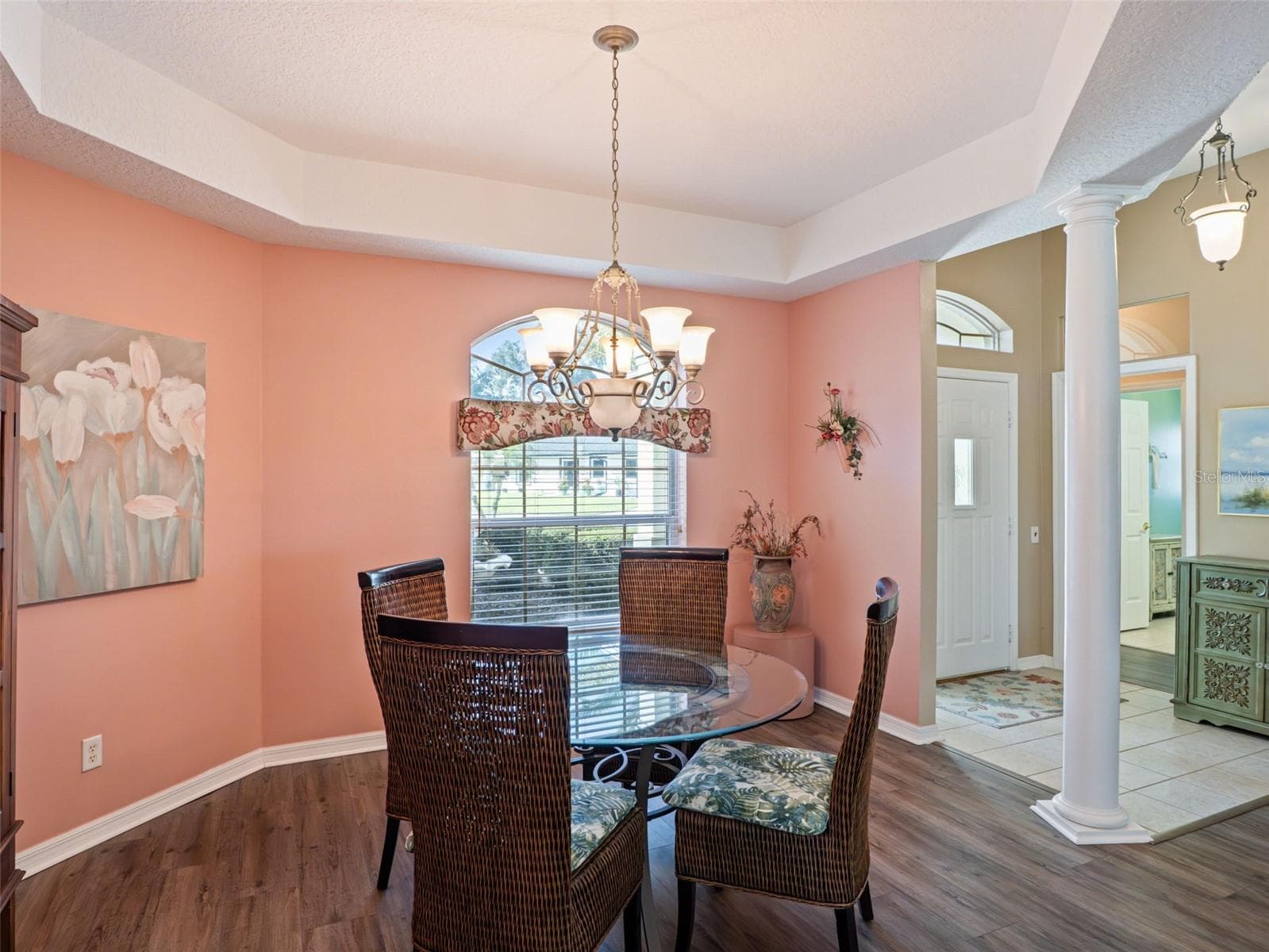 The Dining Area has a lovely tray ceiling and is warm & inviting. - 5401 ESSEX CT, LEESBURG