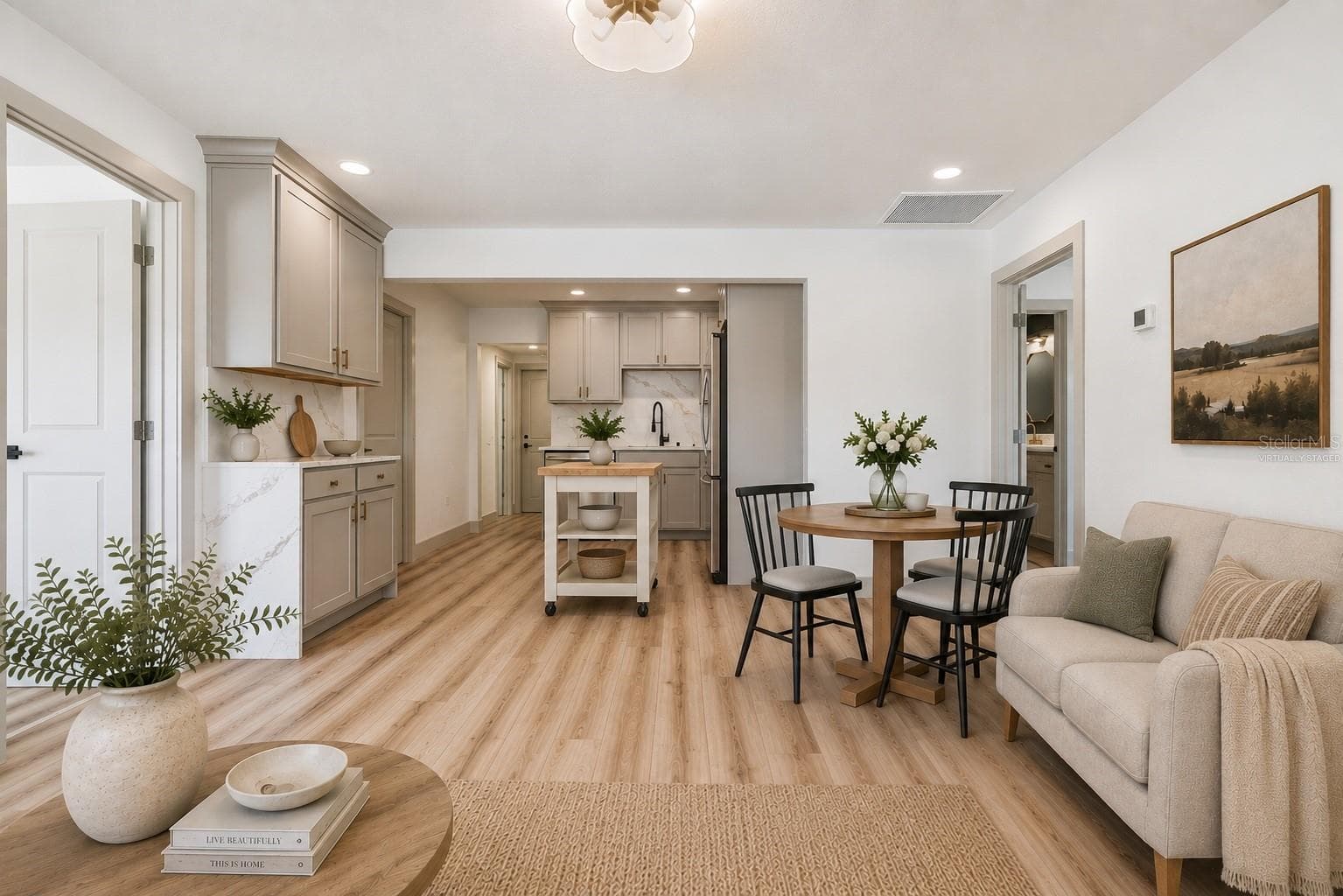 Virtually Staged, Great Room and Kitchen - 7851 40TH AVE N, ST PETERSBURG