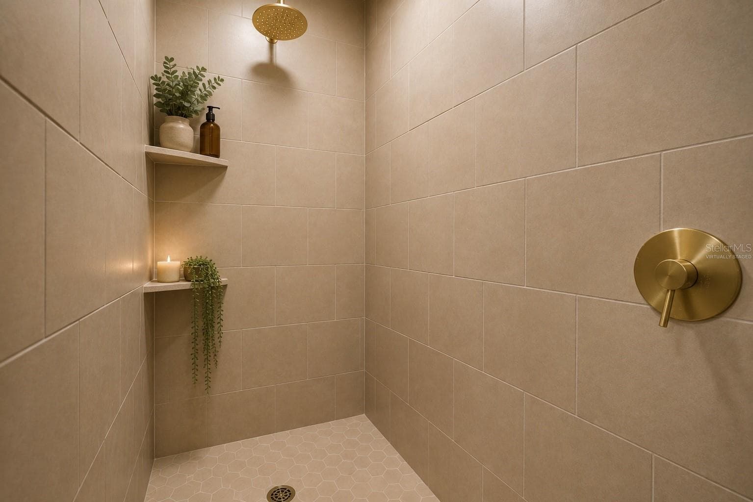 Virtually Staged, Primary Shower. - 7851 40TH AVE N, ST PETERSBURG