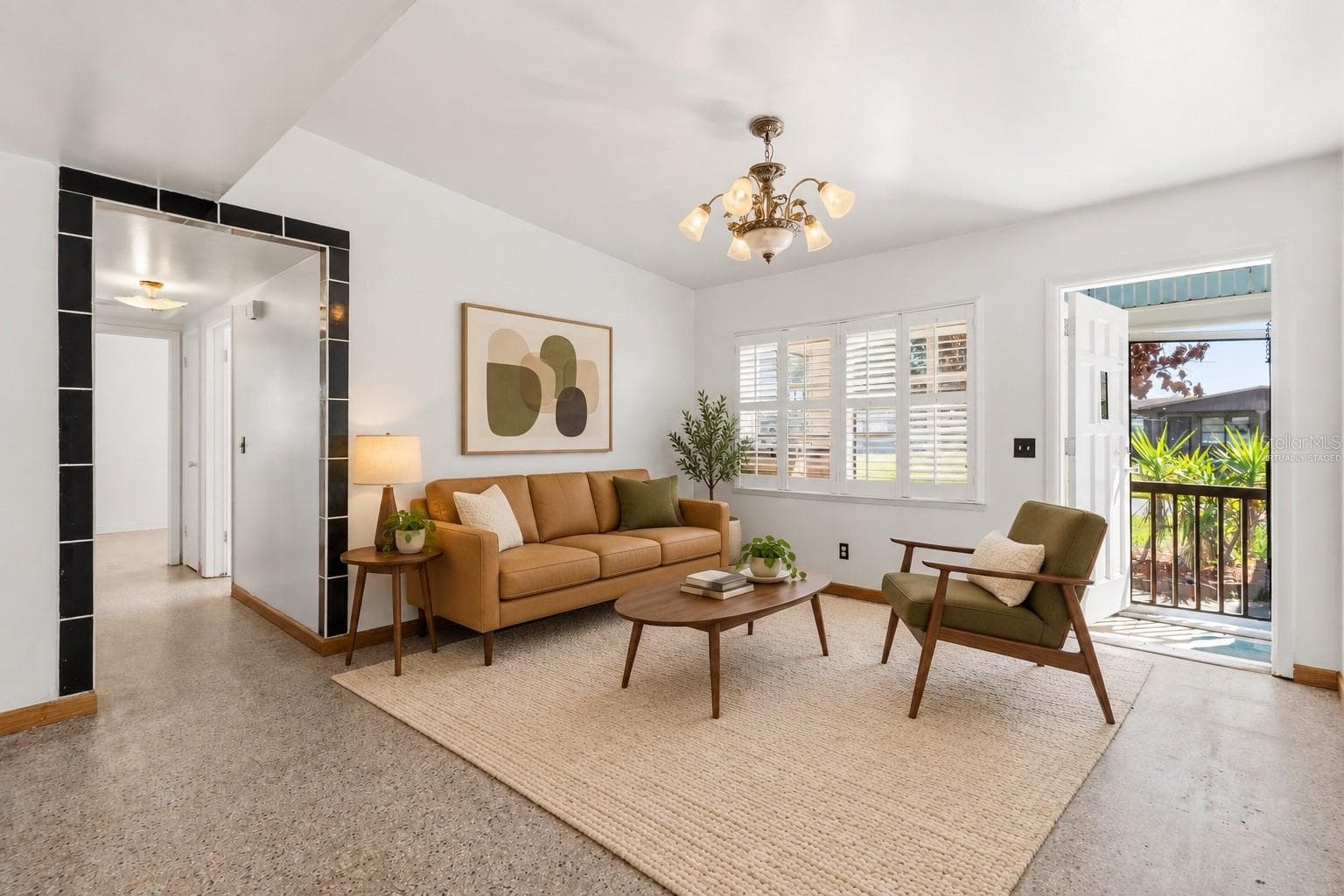 Living room virtually staged - 3003 DREWERY AVE, LAKELAND