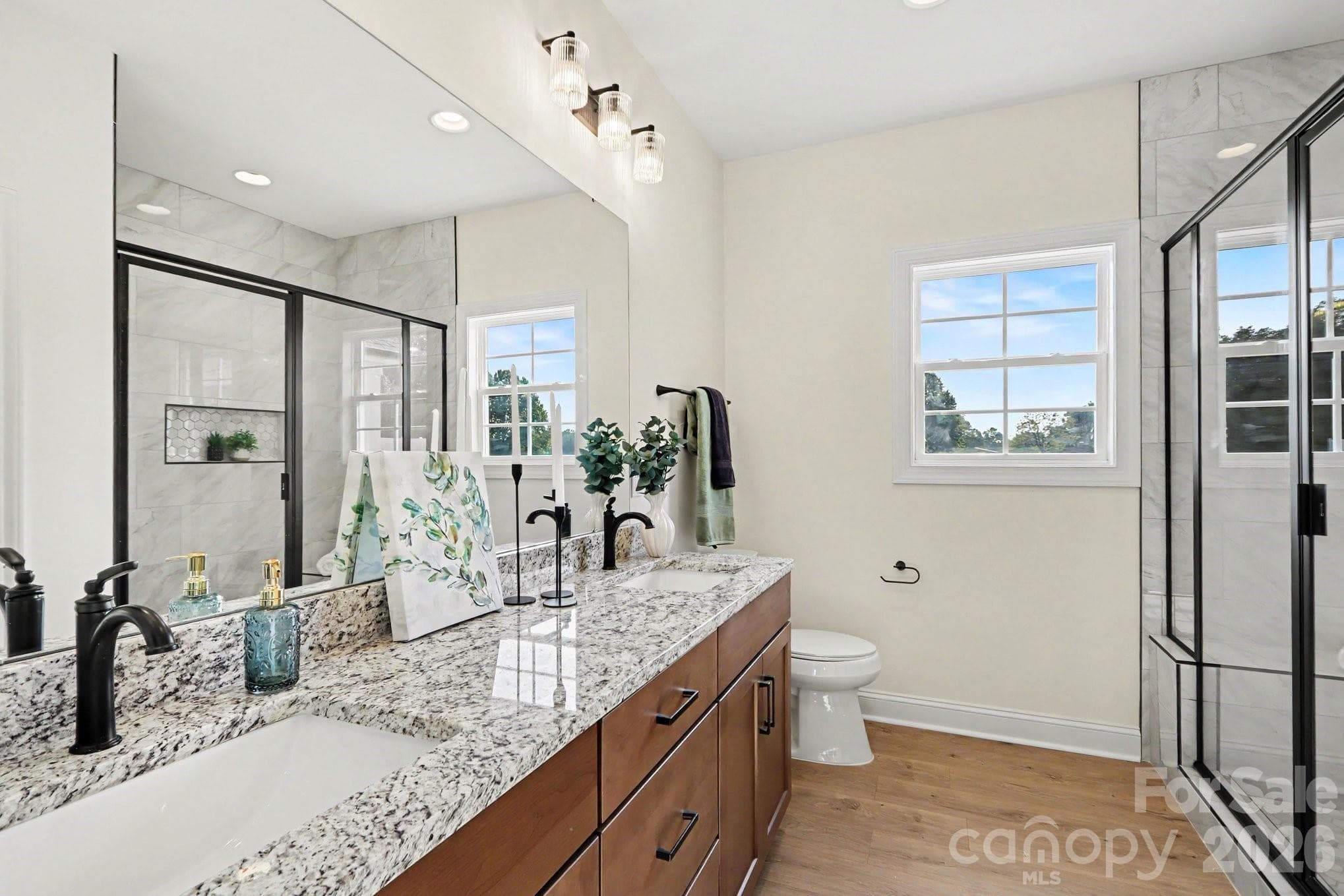 Primary bathroom with beautiful custom tiled shower - 155 Southern Oaks Lane, Salisbury