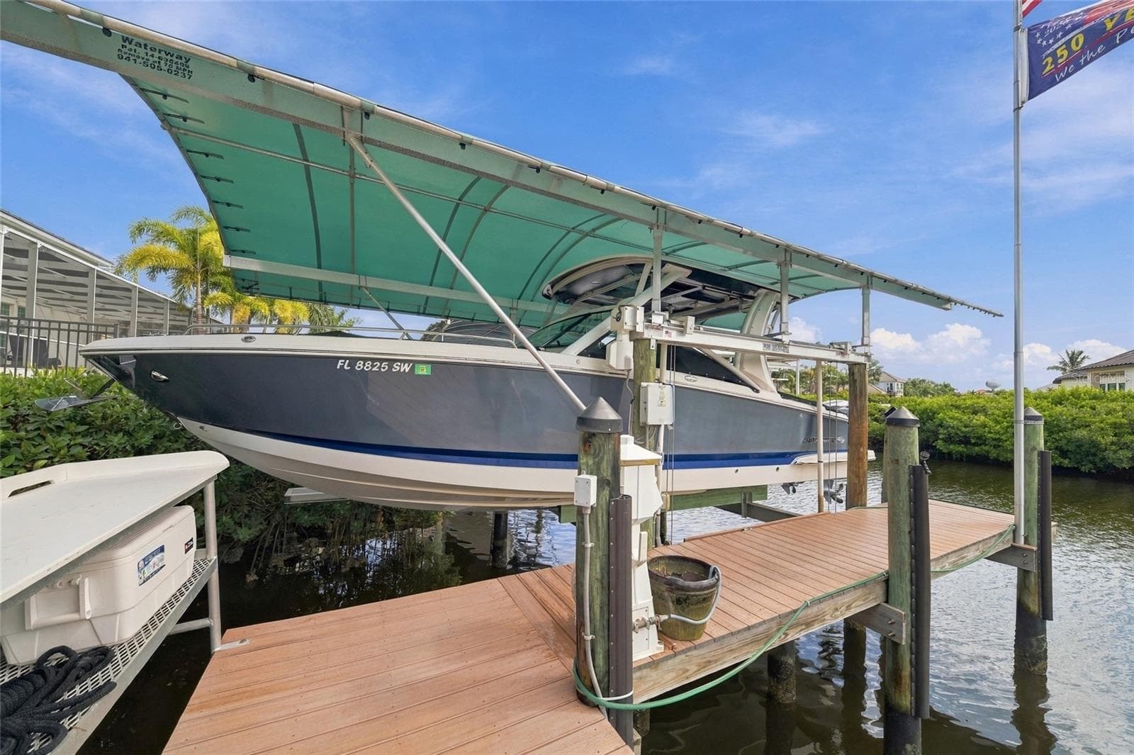 12k lift with cover positioned for easy docking - 613 REGATTA WAY, BRADENTON