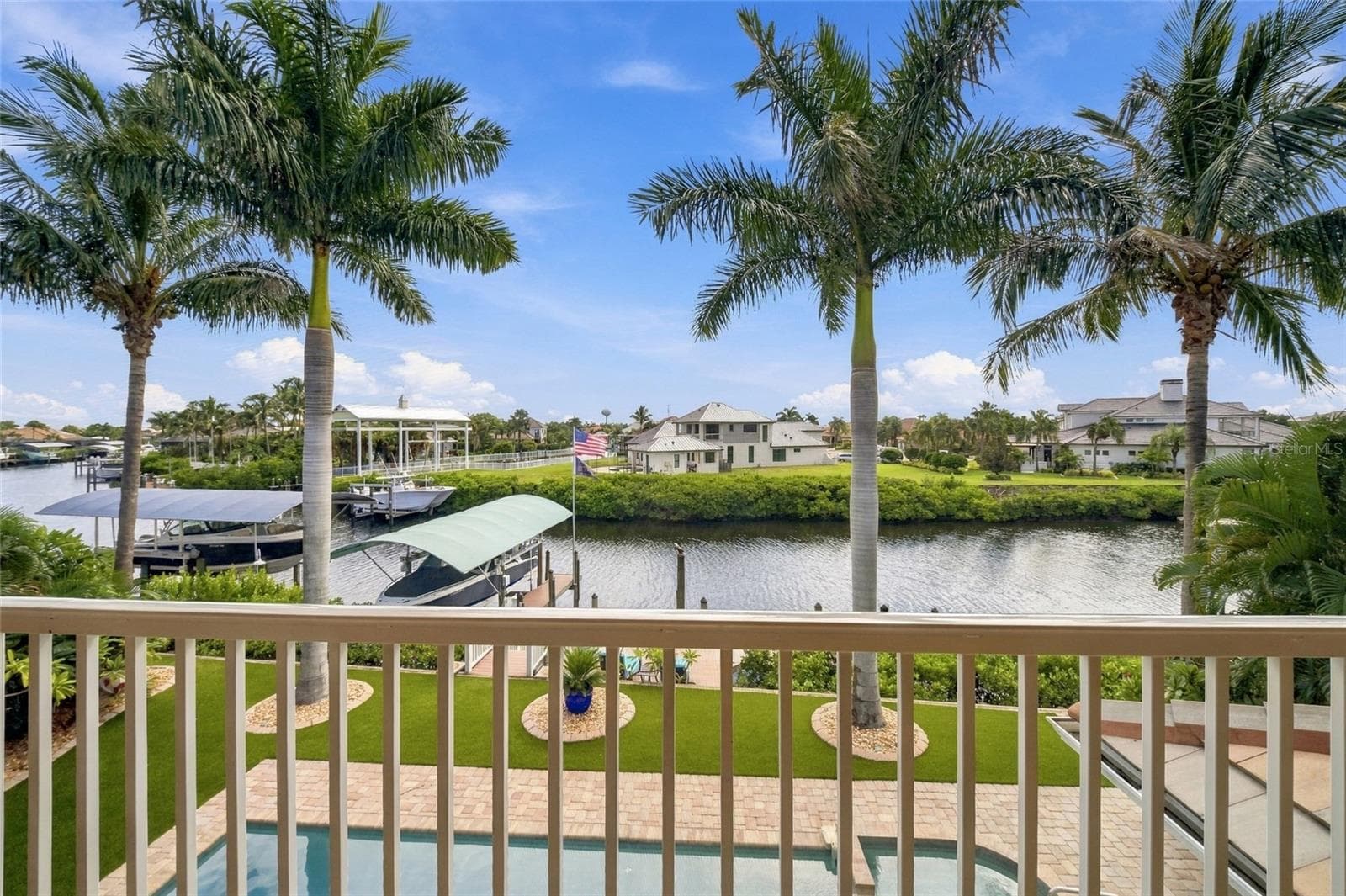 Balcony overlooking the dock - 613 REGATTA WAY, BRADENTON