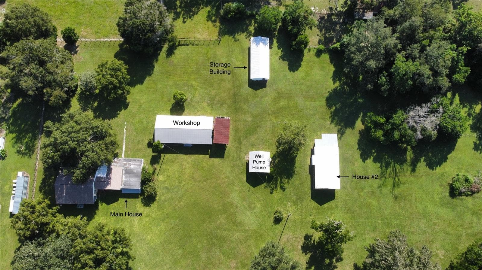 2 houses and rest of buildings layout on north half of property - 380 MOALE RD, BROOKSVILLE