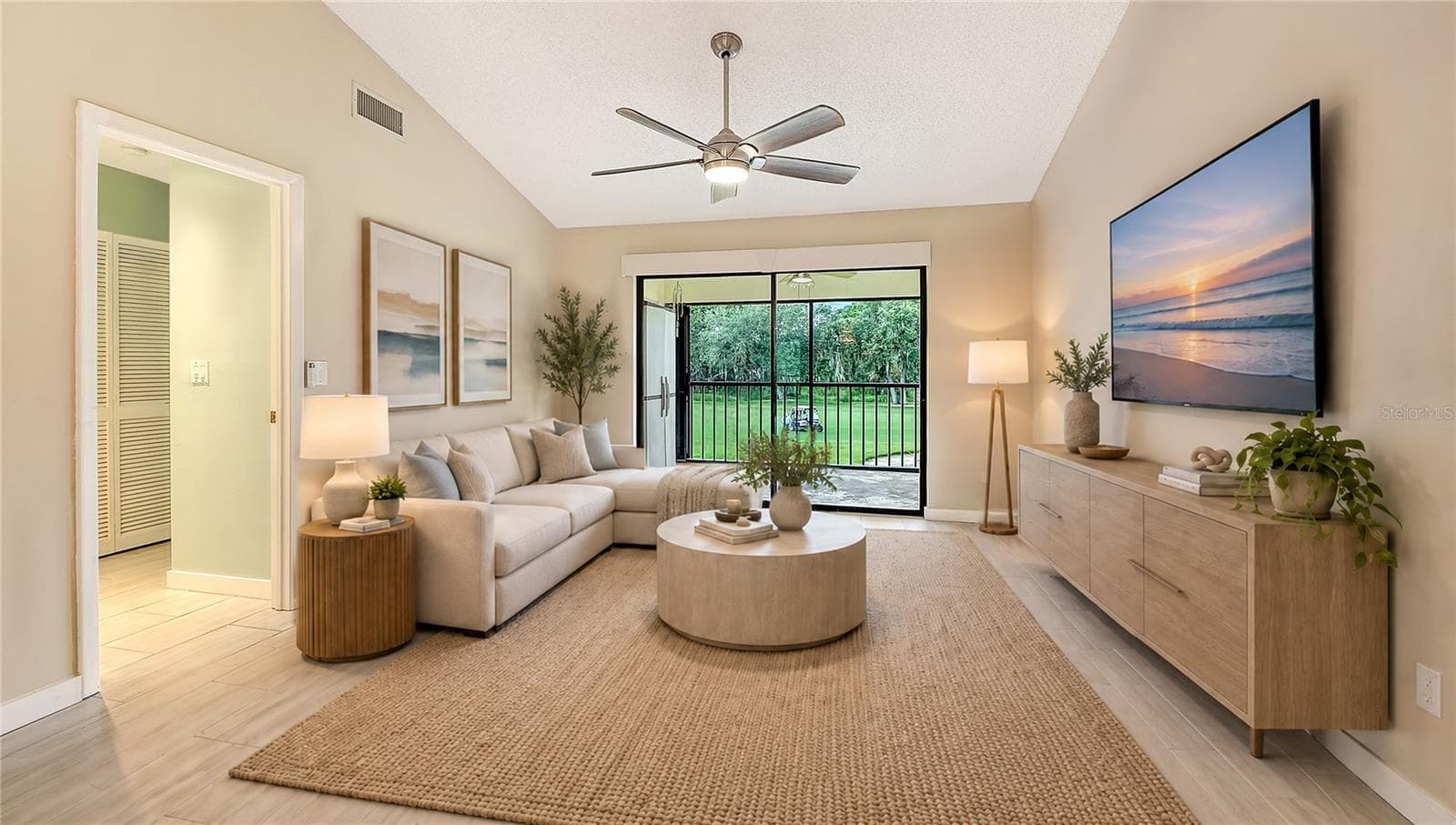 Staged Living Room! - 7652 EAGLE CREEK DR #7598, SARASOTA