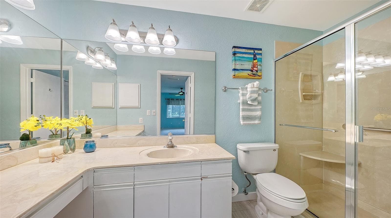 Primary Bath - Tub has been replaced with convenient Shower! - 7652 EAGLE CREEK DR #7598, SARASOTA