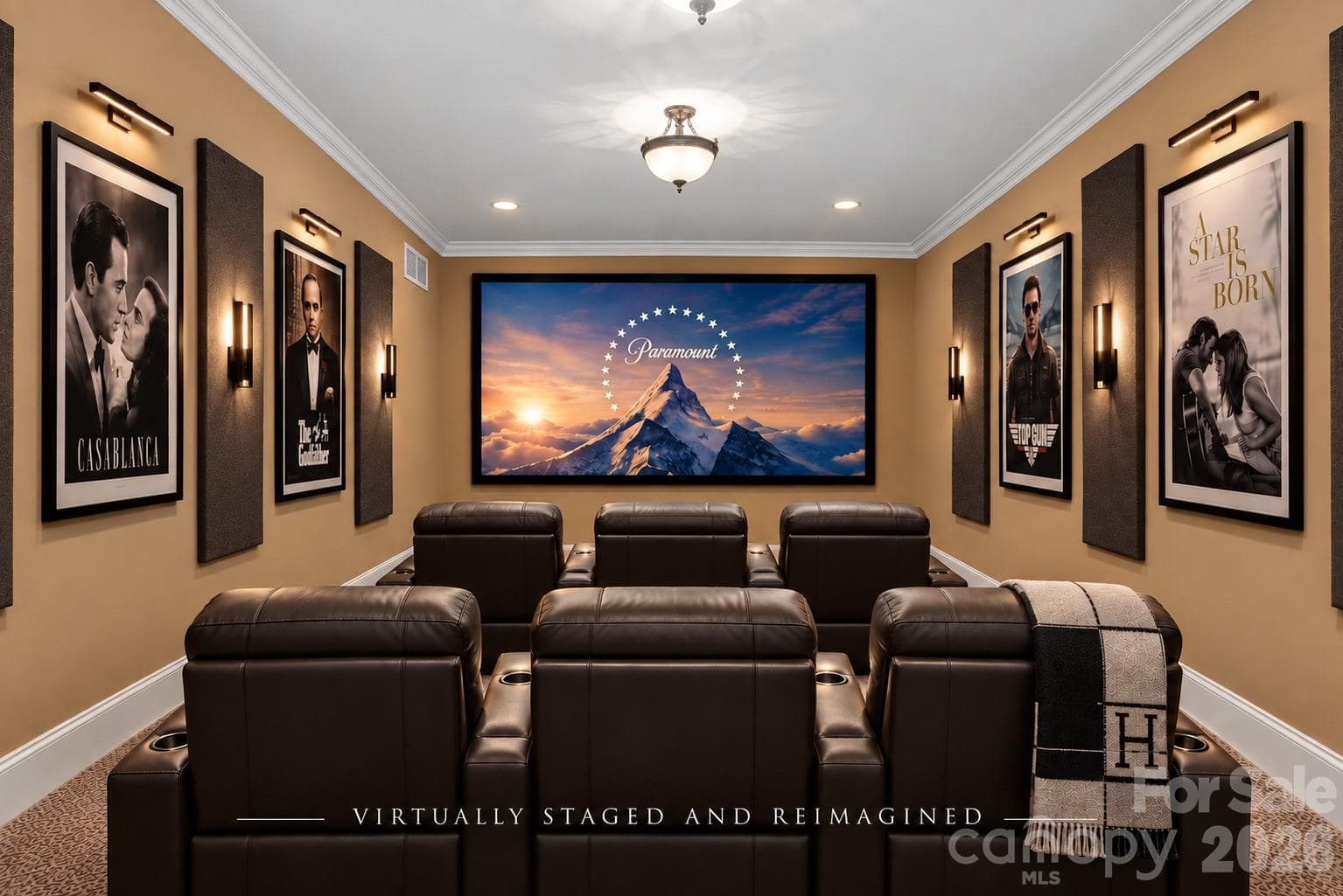 Virtually Staged Home Theater - 7967 Glen Abbey Circle, Stanley