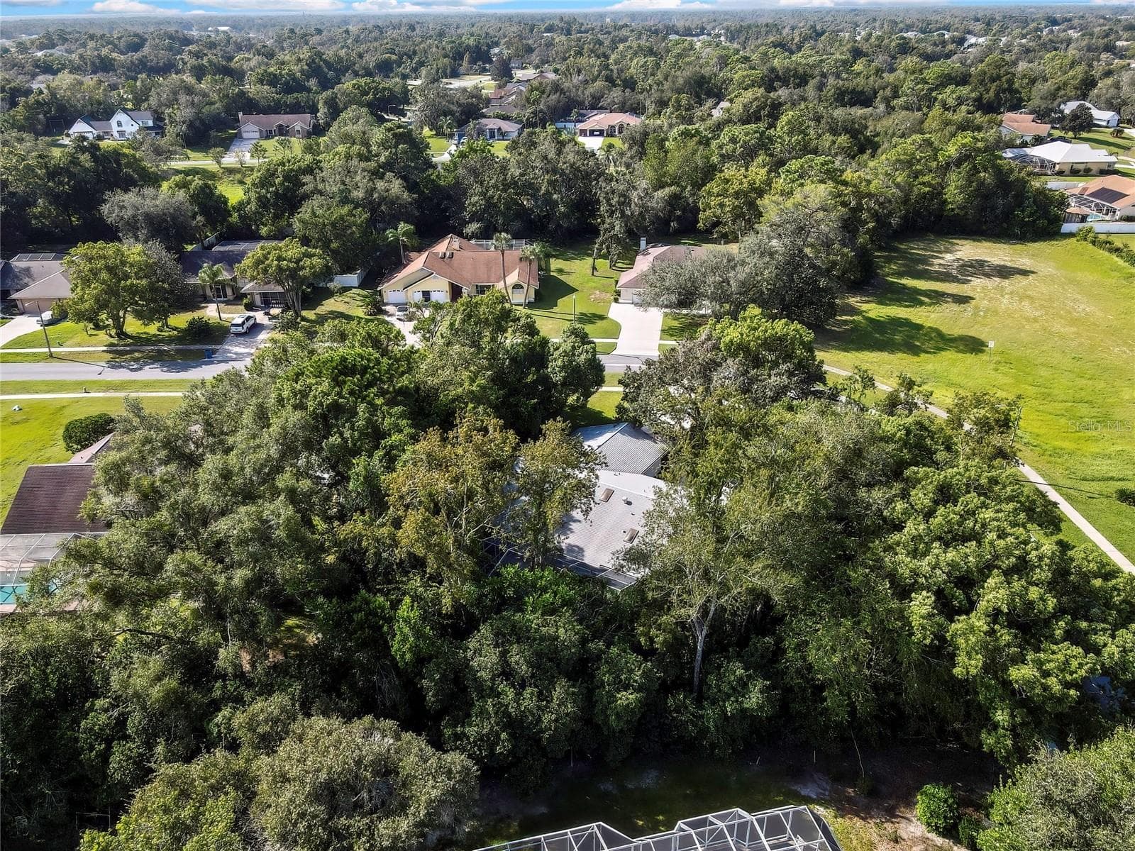 Aerial perspective of the property and surrounding neighborhood - 1097 FLORIAN WAY, SPRING HILL