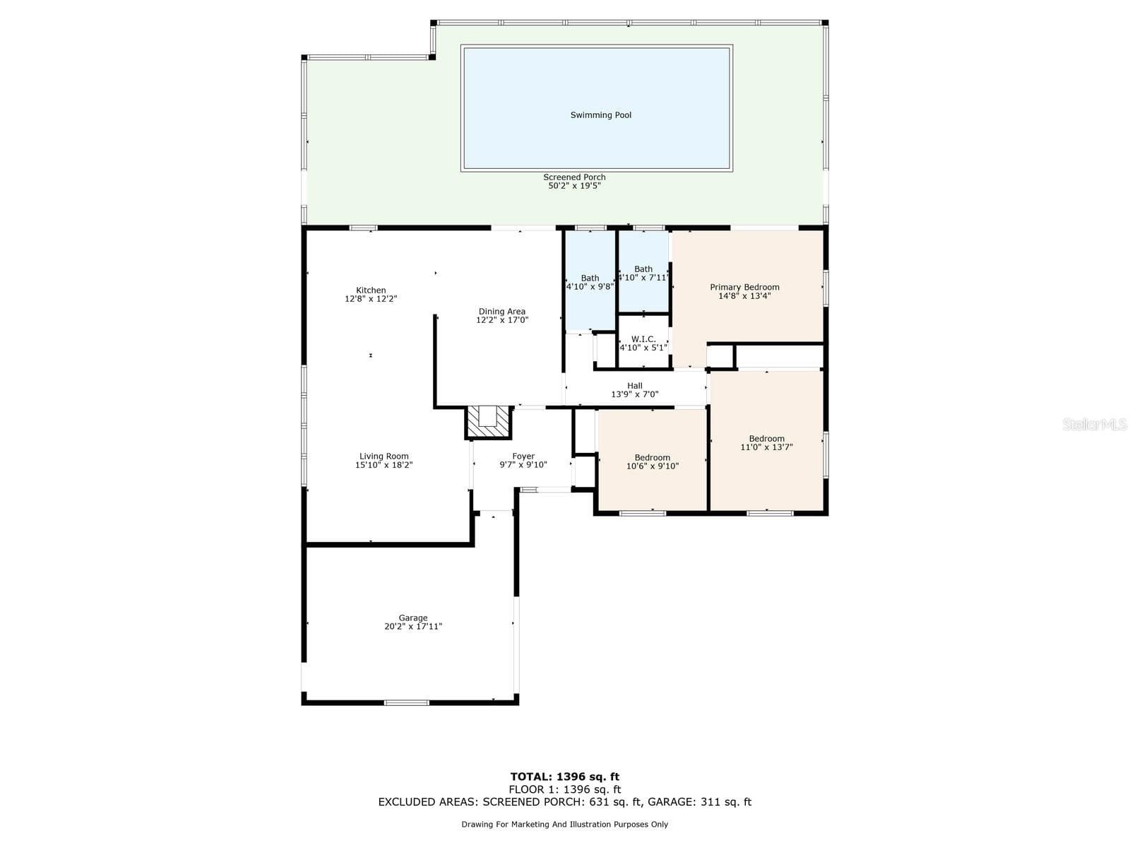 Layout with measurements - 8253 137TH LN, SEMINOLE