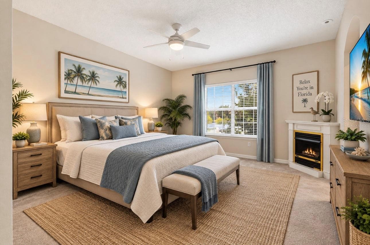 Virtually Staged 2nd Floor-Primary Bedroom w/ Gas Fireplace - 1212 AVENIDA DE LAS CASAS #0, THE VILLAGES
