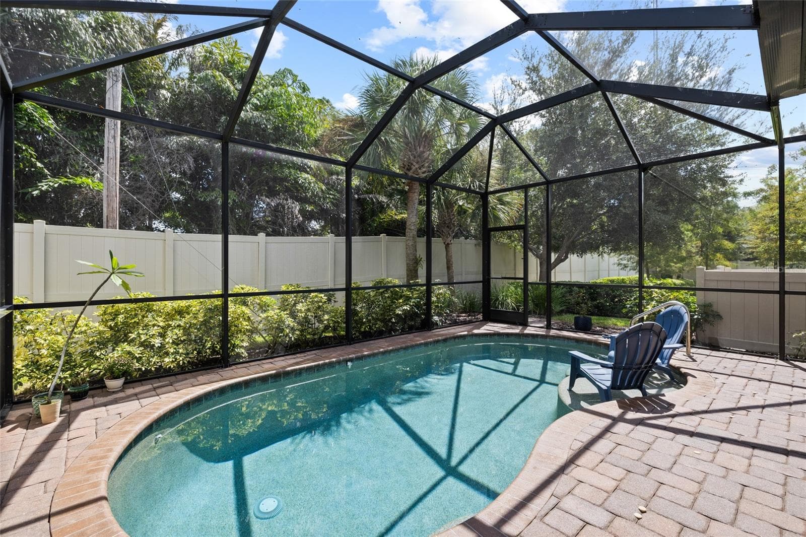 Pool area looking toward rear of house and open space. - 8519 ARABELLA LN, SEMINOLE