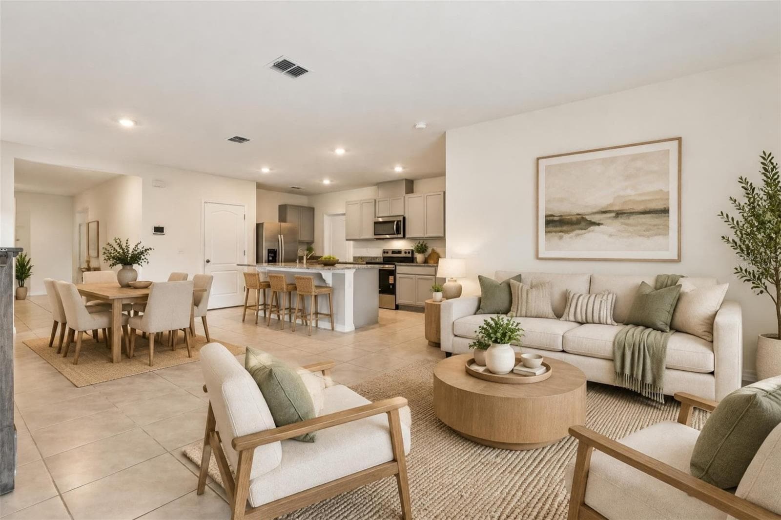 Virtually staged living room/diningroom kitchen combo - 2945 ELIO HAMMOCK DR, HARMONY