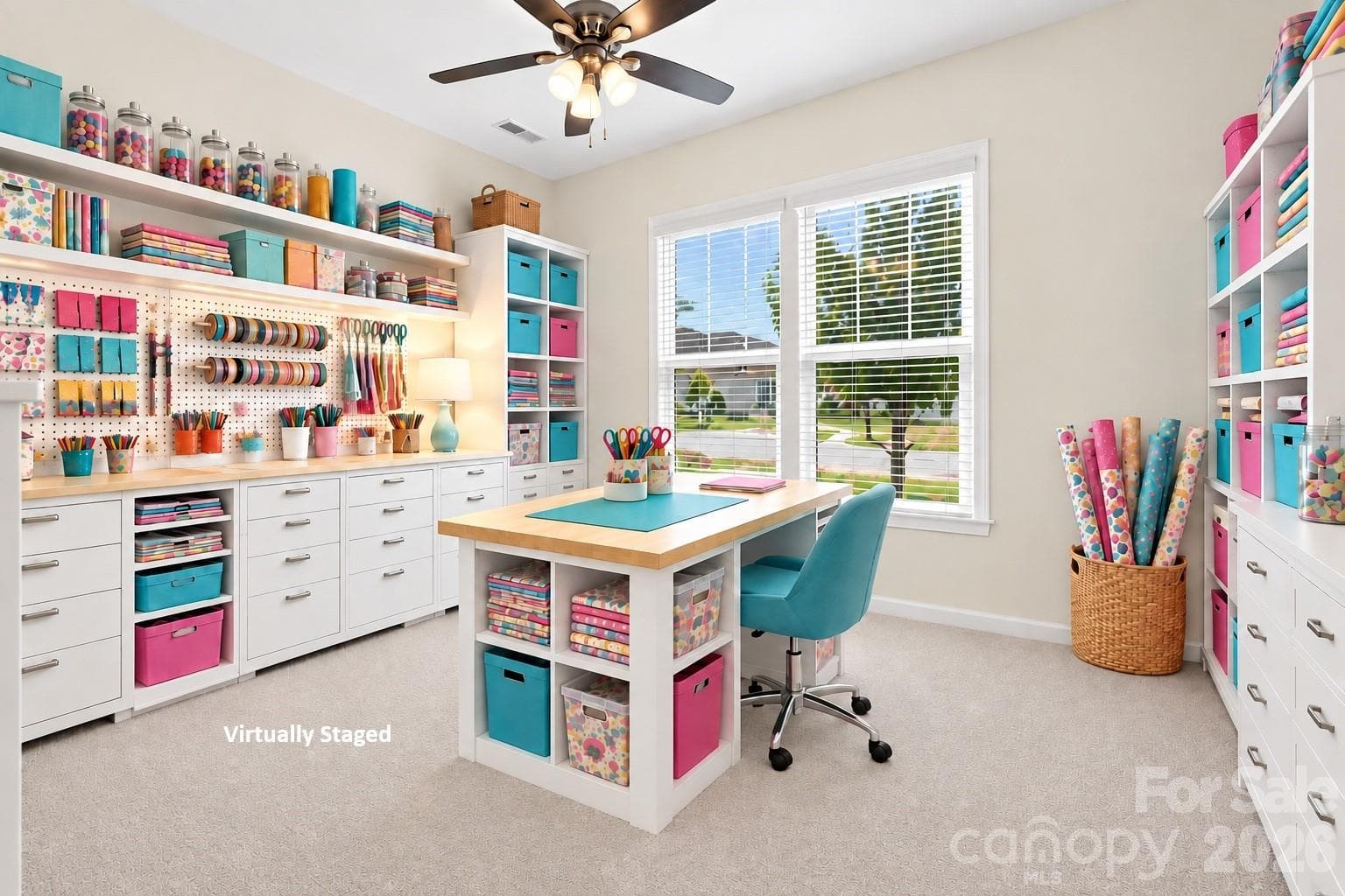 Need a crafts room instead of a home office? Bedroom at front of home is great flex space. Virtually staged to show as a crafts room. - 8504 Hope Run Court, Indian Land