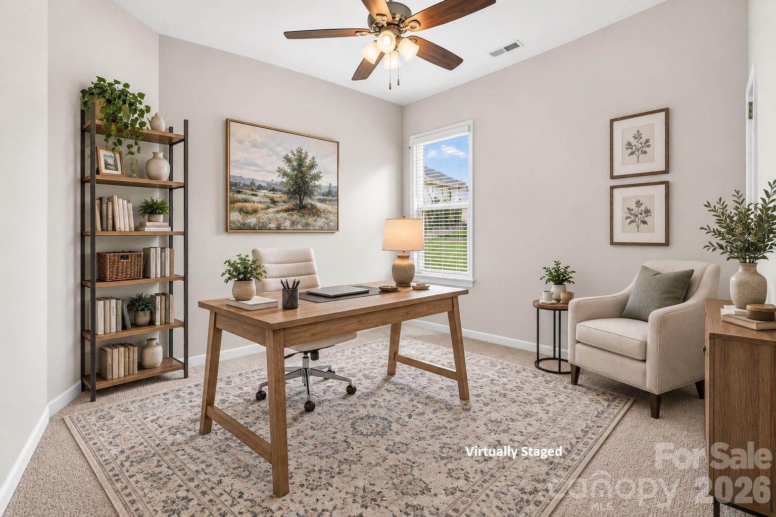 Need a second home office? Second bedroom at the front of the home is also great flex space. Virtually staged to show as an office. - 8504 Hope Run Court, Indian Land