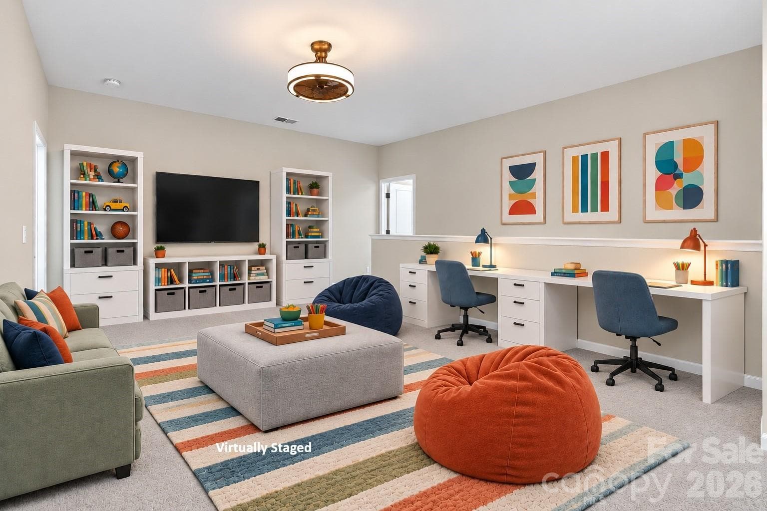 Flexible floor plan: second floor loft virtually staged as a kid's study area/hang-out space. - 8504 Hope Run Court, Indian Land