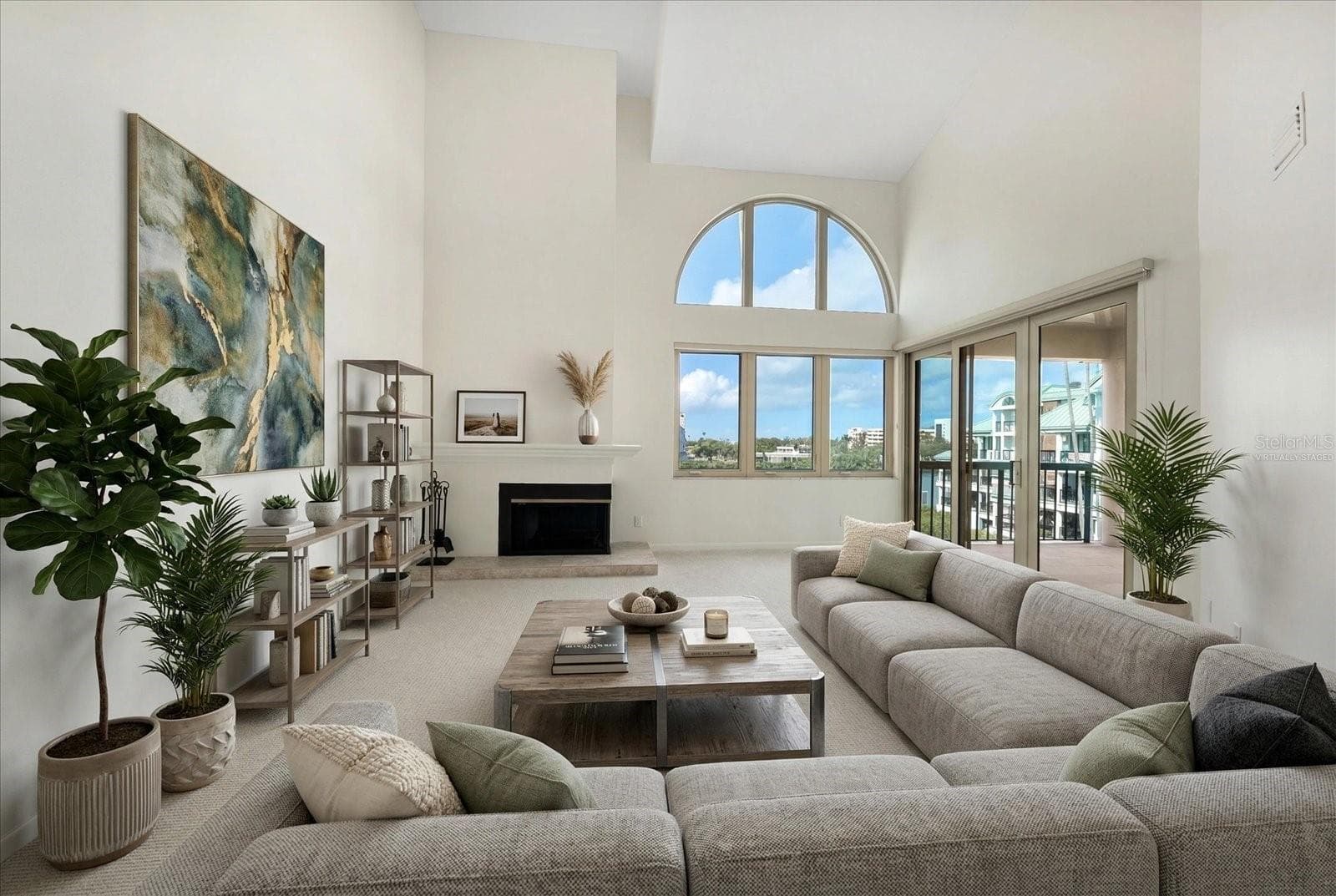 Living room, virtually staged - 947 SEDDON COVE WAY #947, TAMPA