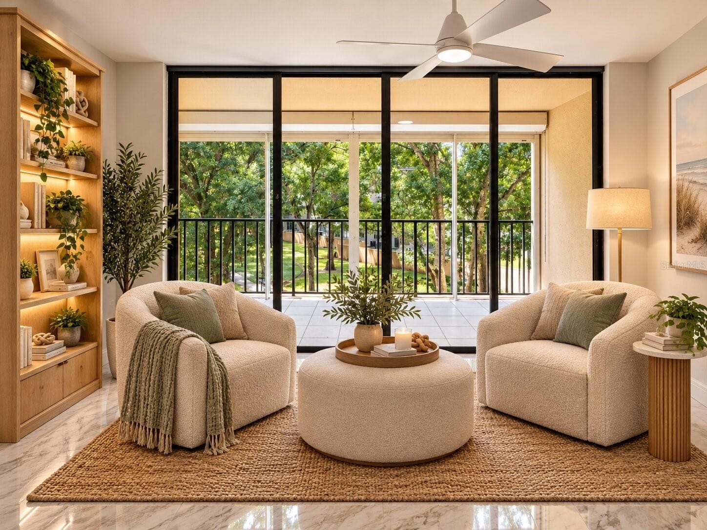Virtual staged bonus room as reading room - 3076 EASTLAND BLVD #203, CLEARWATER