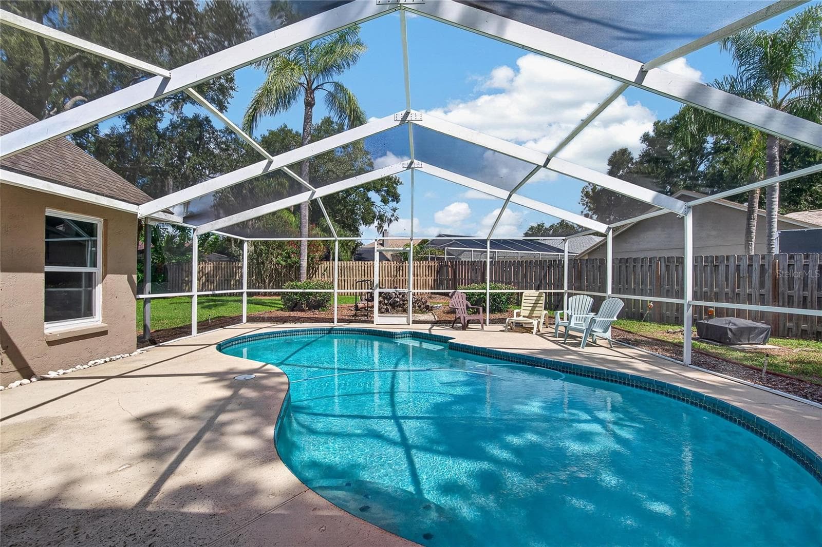 Screened Pool Area w/Fenced Rear Yard View - 2010 RIVER PARK CT, VALRICO