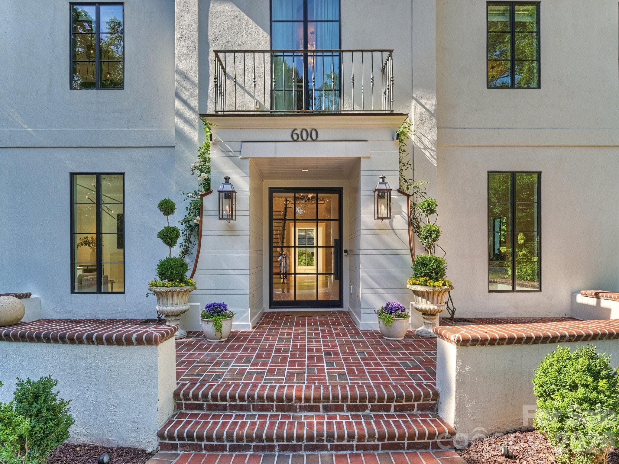 Welcoming entrance with new gas lanterns - 600 Hermitage Road, Charlotte