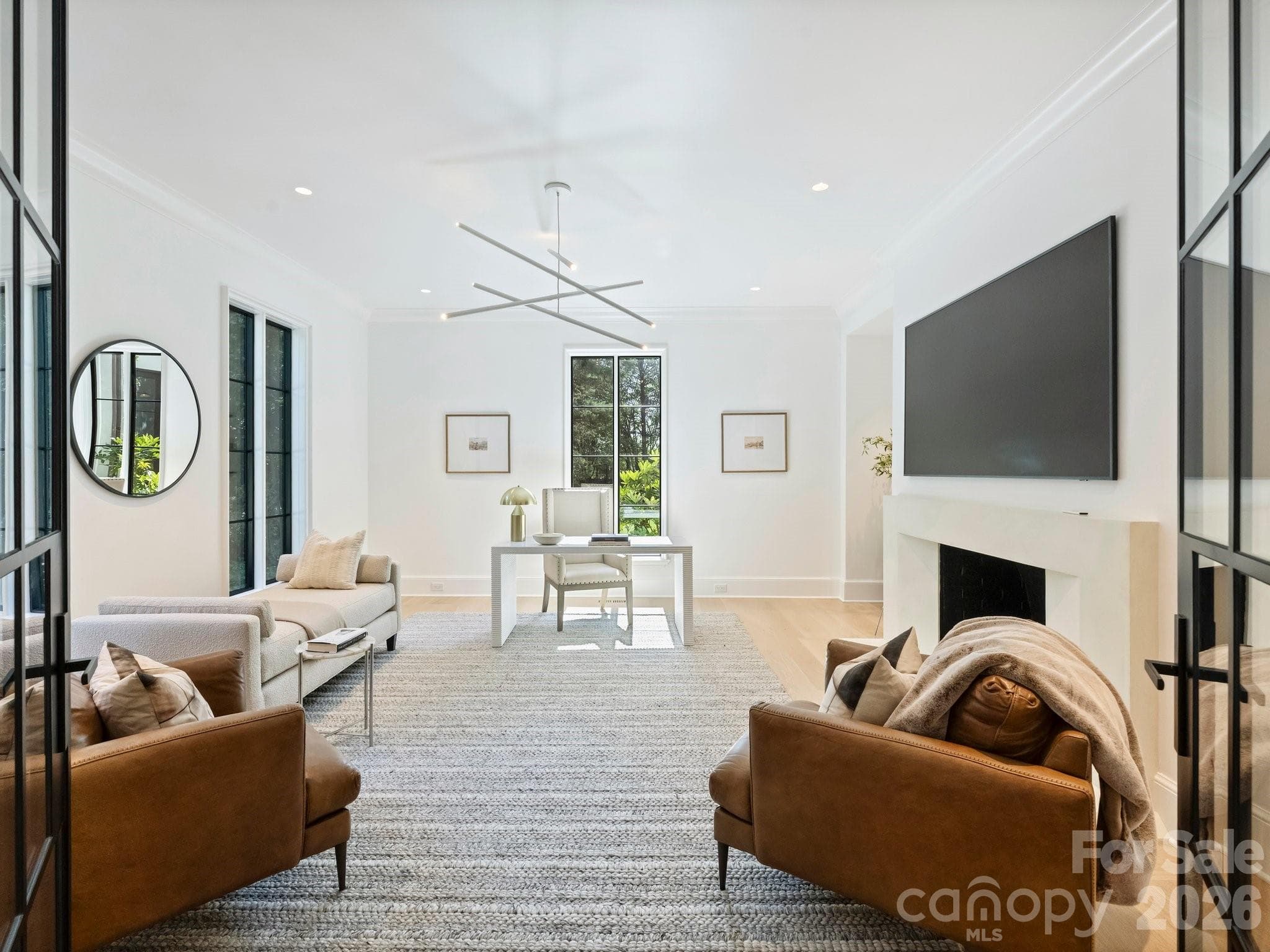 Private study with wood burning fireplace - 600 Hermitage Road, Charlotte