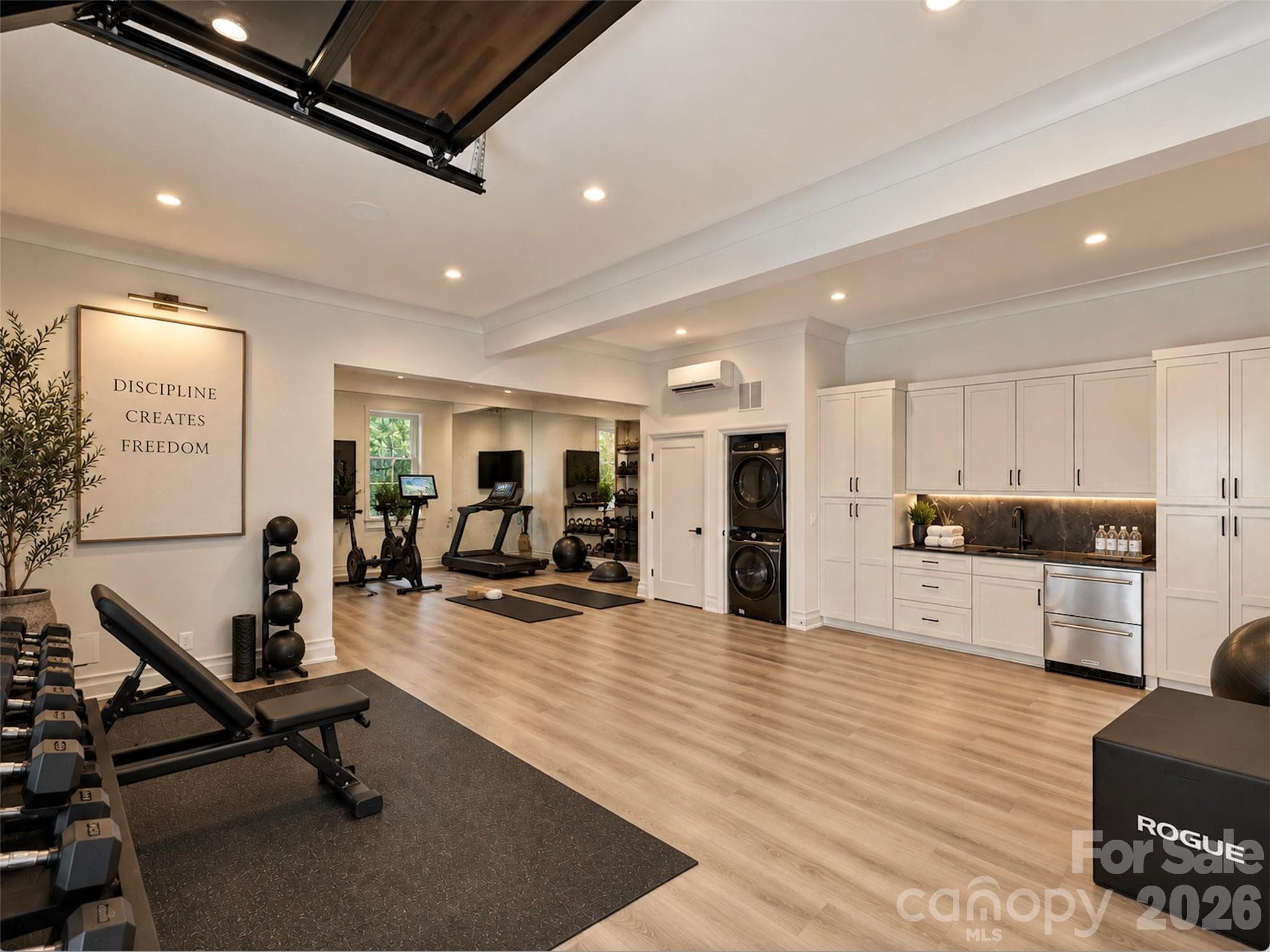 2nd living quarters virtually staged as a gym - 600 Hermitage Road, Charlotte