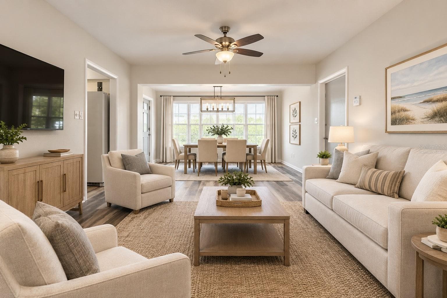 Virtually Staged Living Room & Dining Room - 8353 CANDLEWOOD RD, SEMINOLE