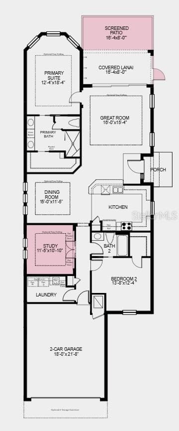 Floor Plan ~ Additional Highlights Include: sealed garage floor, stainless steel appliances, and crown molding - 3312 PORTO LN, BRADENTON