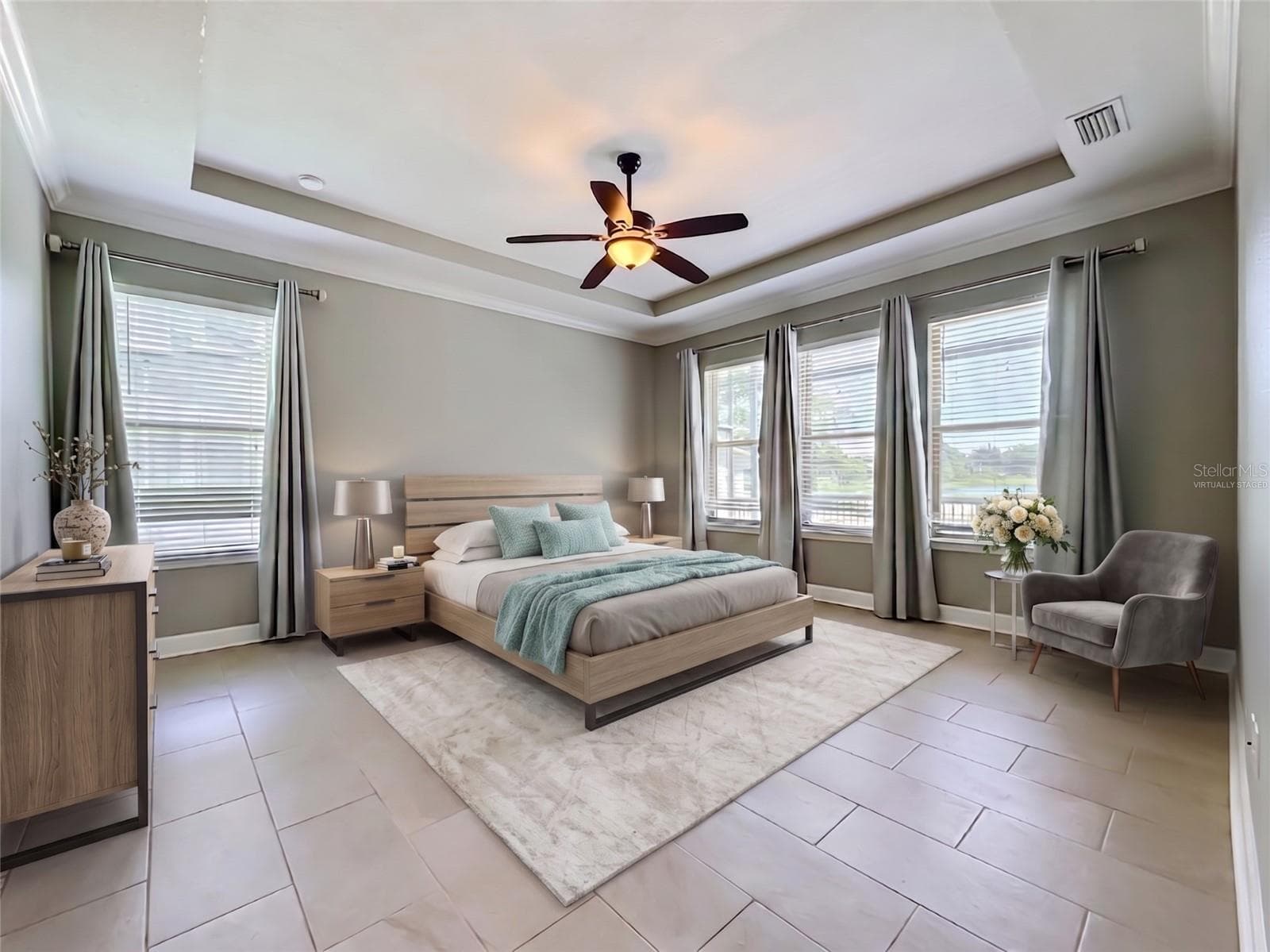 Virtually staged primary bedroom - 1107 ISOBEL RESERVE LN, TAMPA