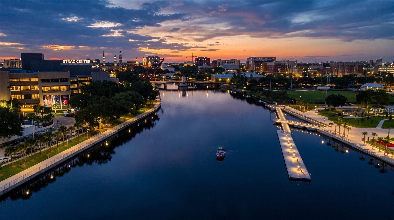 Twilight view of Hillsborough River - 947 SEDDON COVE WAY #947, TAMPA