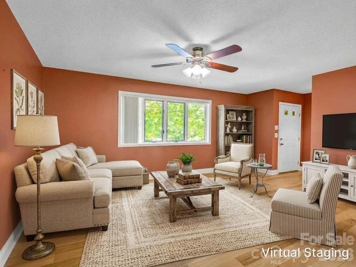Virtually Staged Living Room - Hendersonville