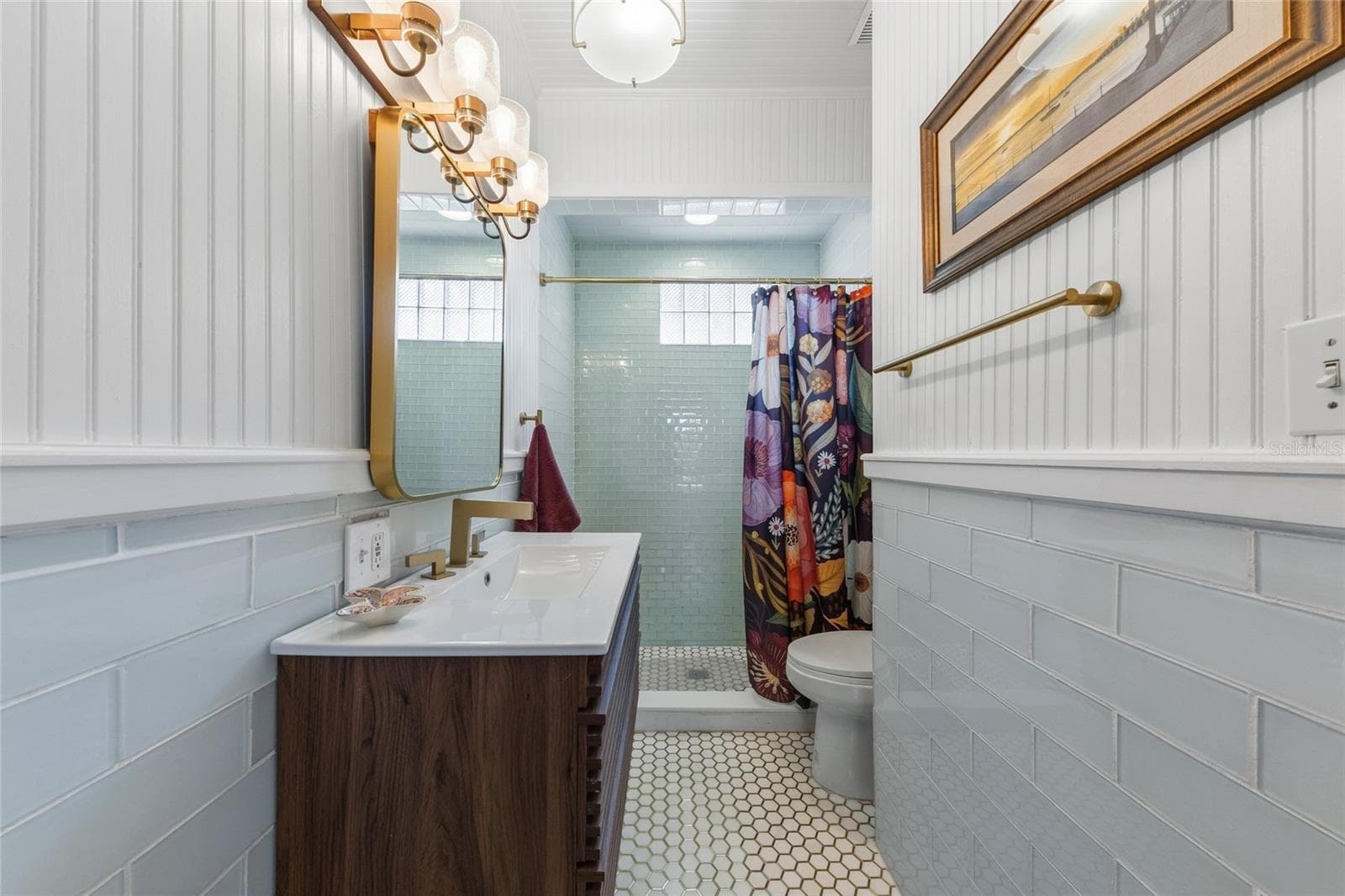 Updated Bathroom-Floating Vanity, Glass Tile Shower - 61 ABBOTT ST, ST AUGUSTINE