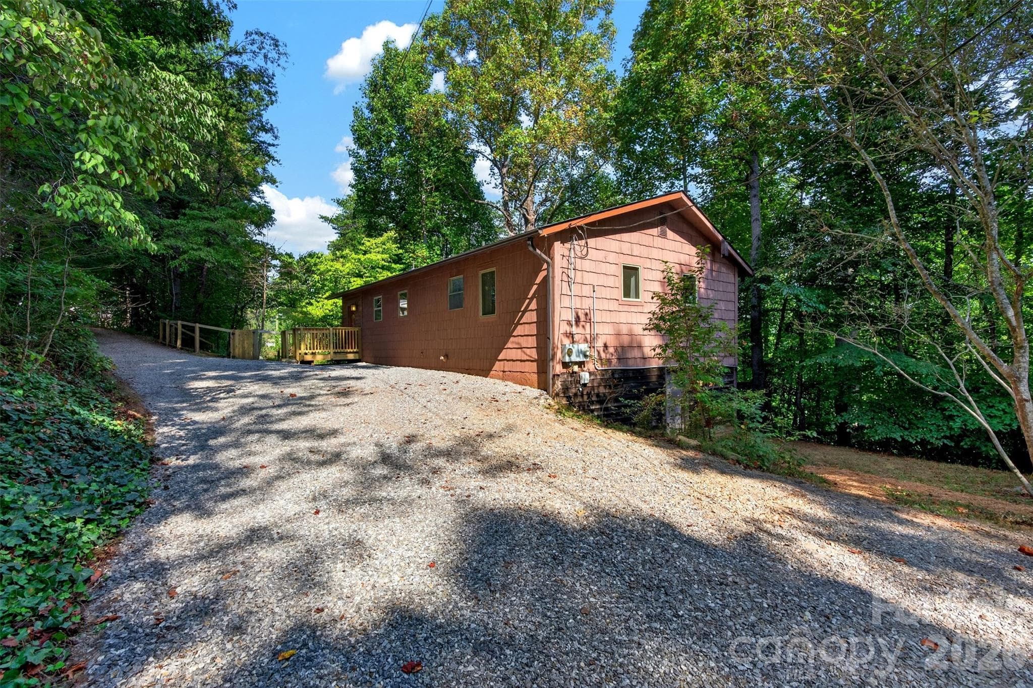 Looking at the home from the lower parking pad - 9 Good Neighbor Ridge, Weaverville