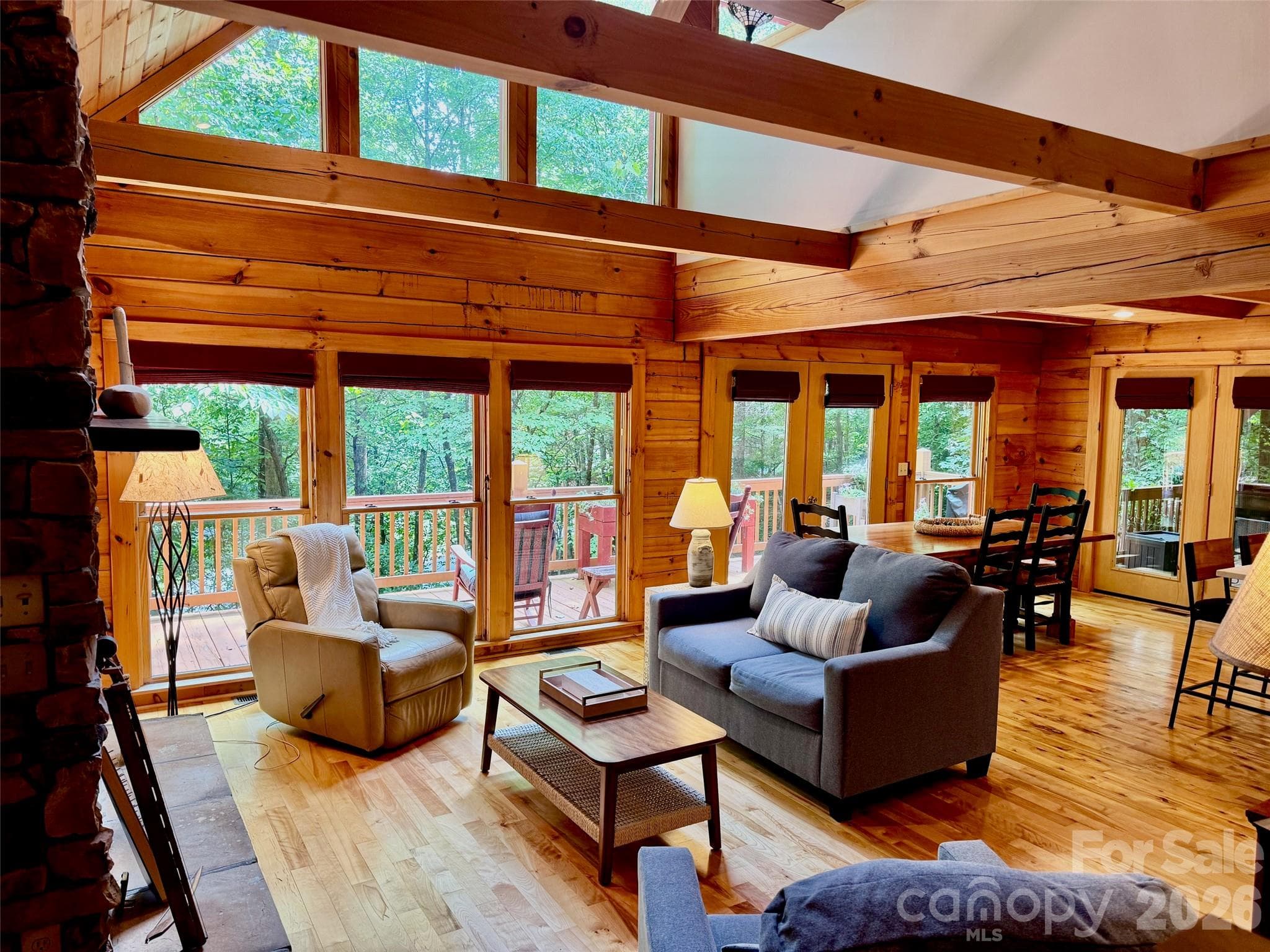 The living room is close to 14' wide and 17' long- a sectional would work well in this area and provide generous seating - 133 Smokemont Drive, Arden