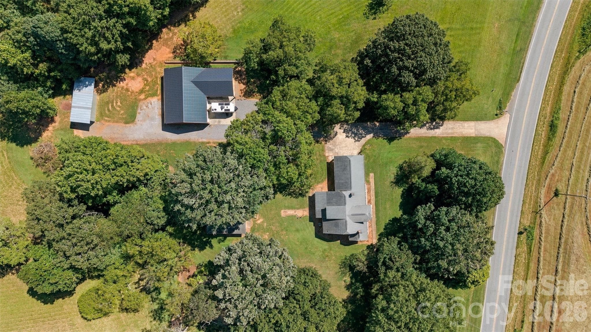 Aerial Overhead View/House, Garage, Building & Pole Shed - 3336 Startown Road, Newton