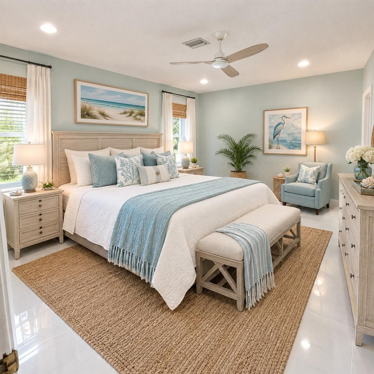 virtually staged master bedroom - 49 SANDSTONE CIR, VENICE