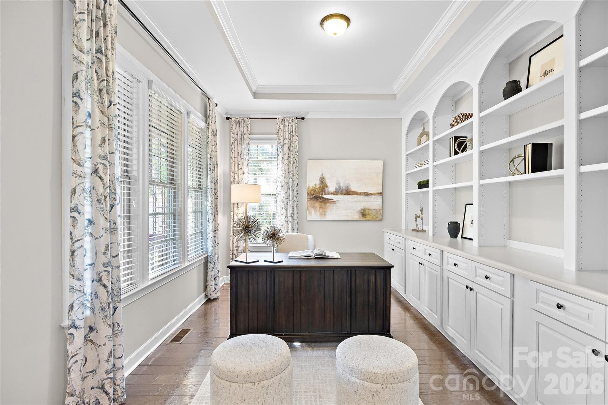 A lovely office greets you with a wall of built-ins - 1623 Hawkstone Drive, Waxhaw