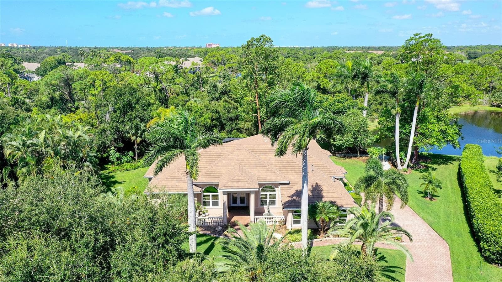 Ariel of the front on the home. - 8866 BLOOMFIELD BLVD, SARASOTA