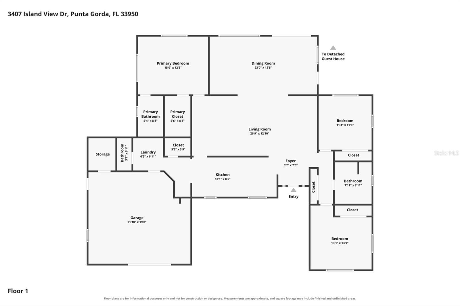 Building sketch of main house - 3407 ISLAND VIEW DR, PUNTA GORDA