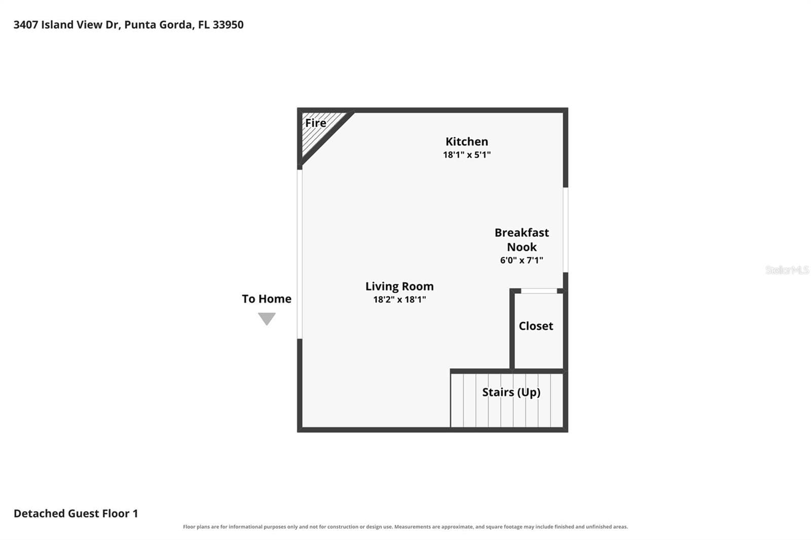 Building sketch of main living area of apartment/in law suite - 3407 ISLAND VIEW DR, PUNTA GORDA