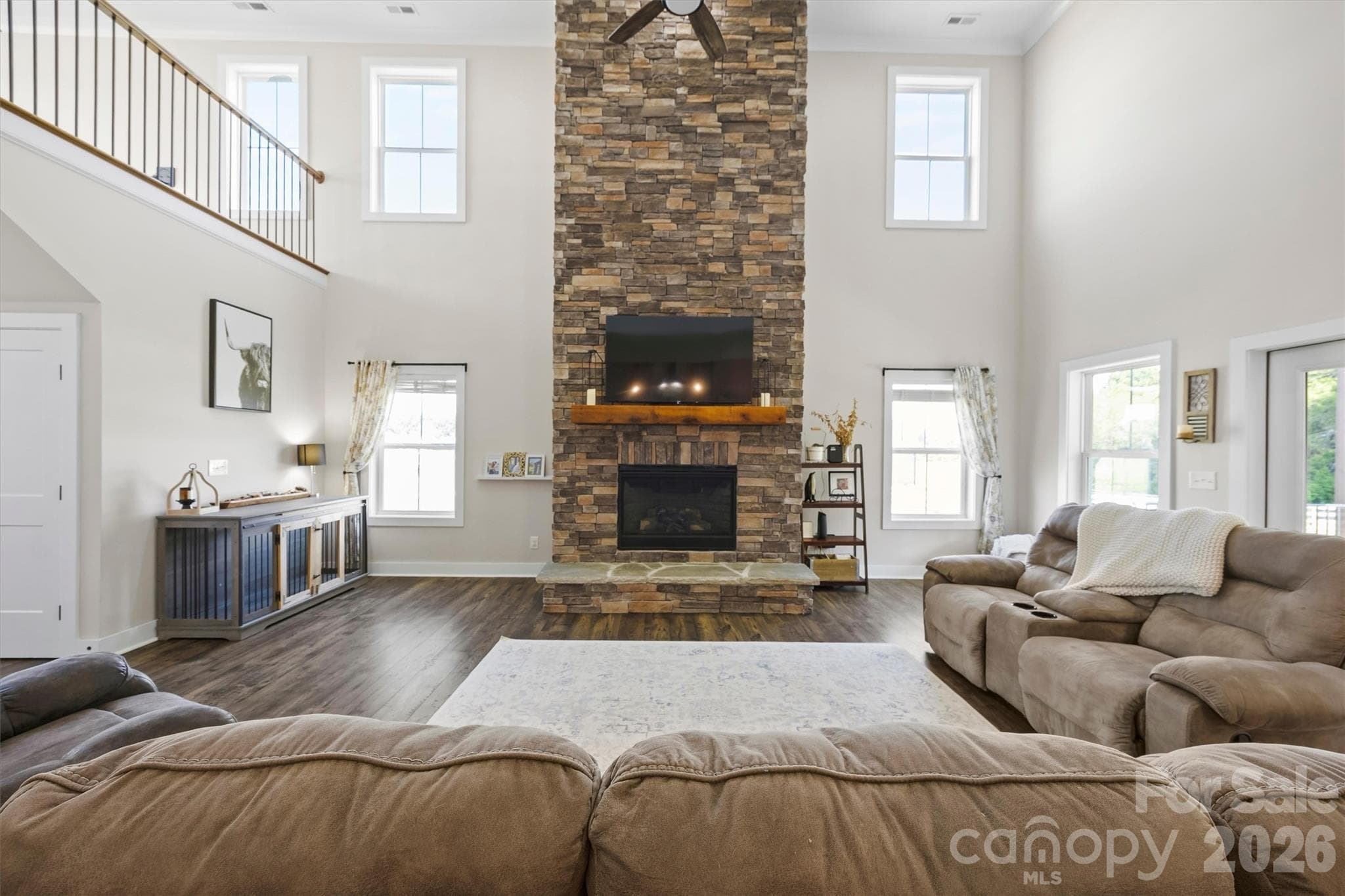 This floor to ceiling stone fireplace is the show stopper! - 2665 Umberger Road, Cleveland