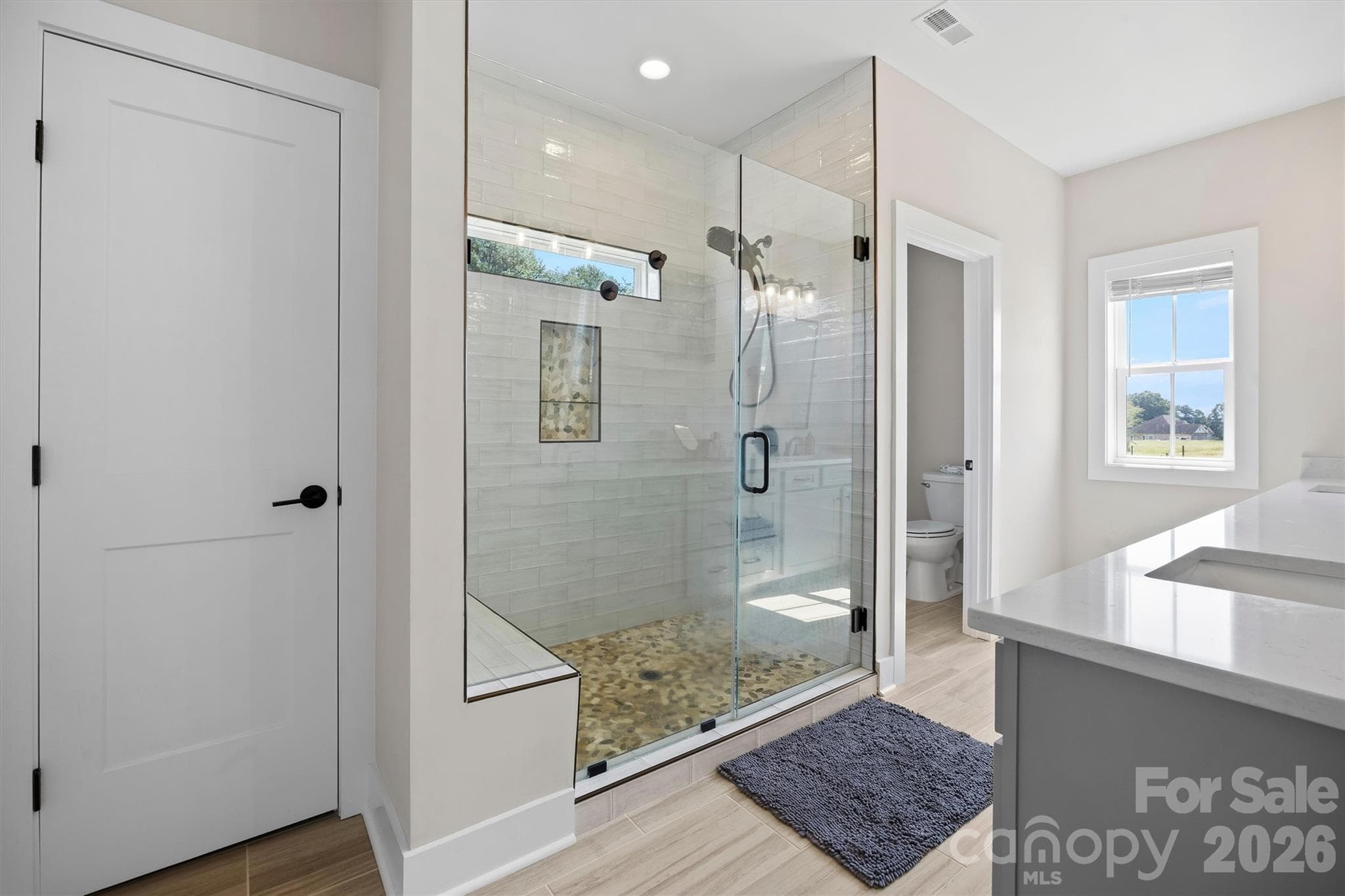 Large custom shower in primary with linen closet - 2665 Umberger Road, Cleveland
