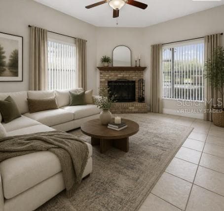 Virtually staged living room - 518 HUXFORD CT, LAKE MARY