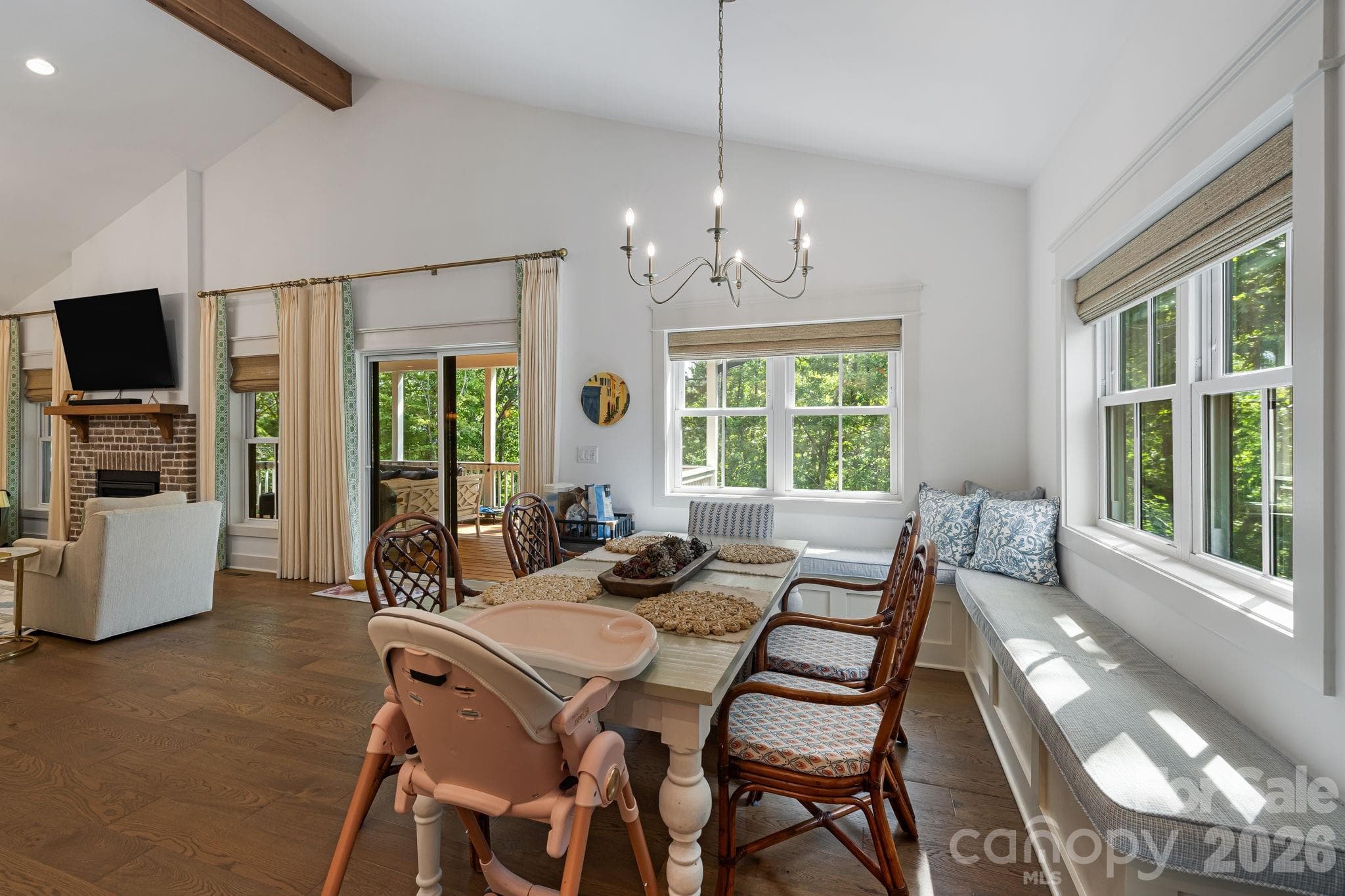 Dining Room with Custom Window Seats. - 14 Sugarland Ridge Trail, Fairview