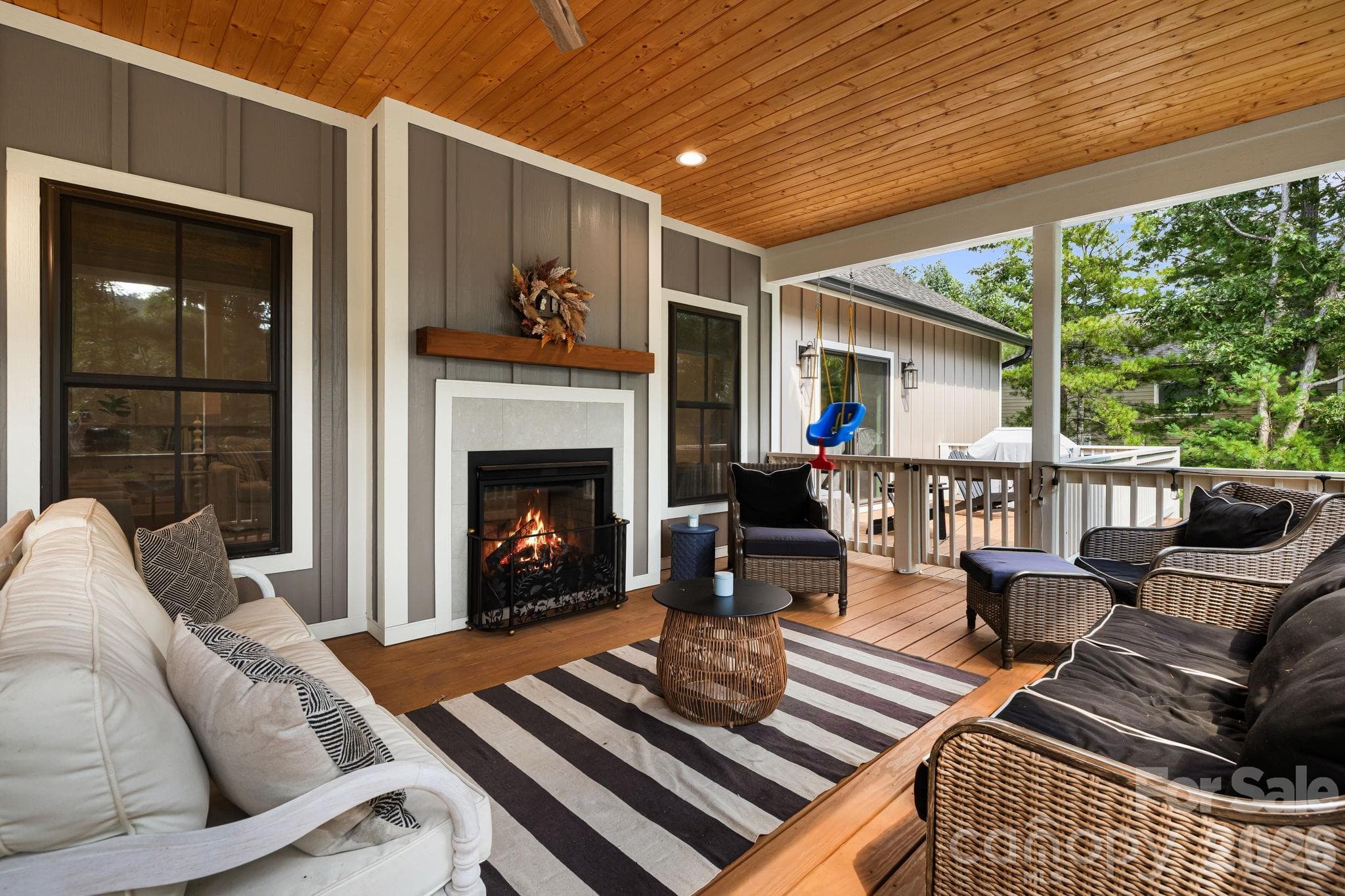 Covered Deck with double sided gas logs. - 14 Sugarland Ridge Trail, Fairview
